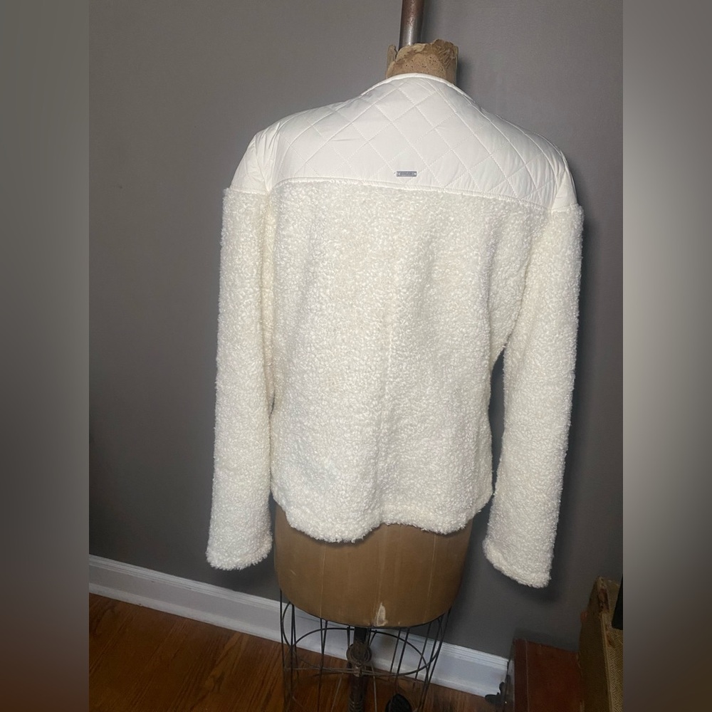 prAna Good Lux Sherpa Fleece Zip Jacket Off White Cozy Quilted Trim Women’s XL - Picture 3 of 16